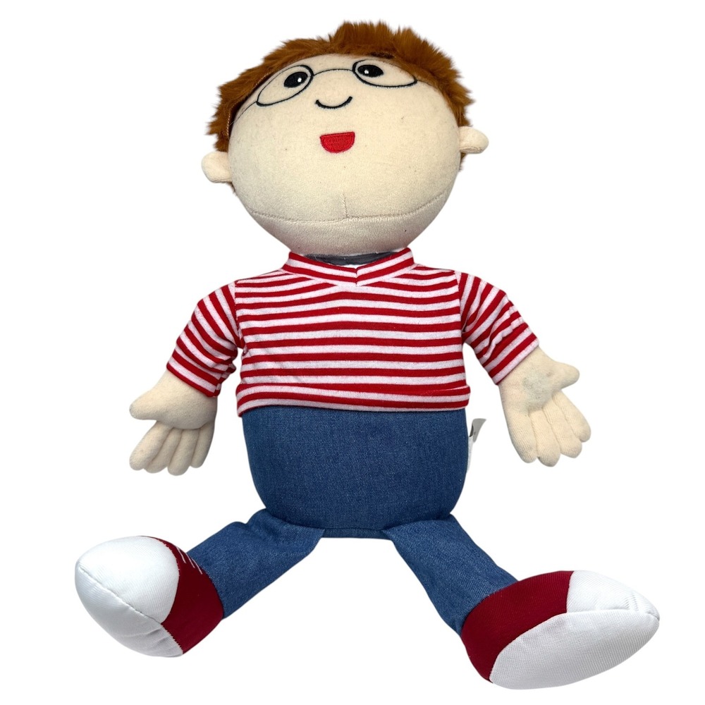 Norman and Friends Plush Boy Doll Stuffed Toy Red Stripe Shirt Blue Jeans